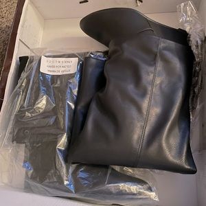 Theses are Wedge Black Leather Boots brand new